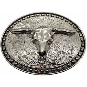 🆕Men's Silver Longhorn Texas Bull Belt Buckle Cowboy Western Buckles